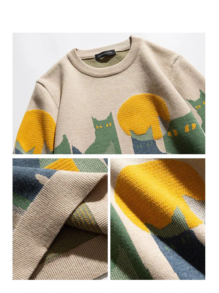 Moonlit Feline | Cozy Knit Sweater